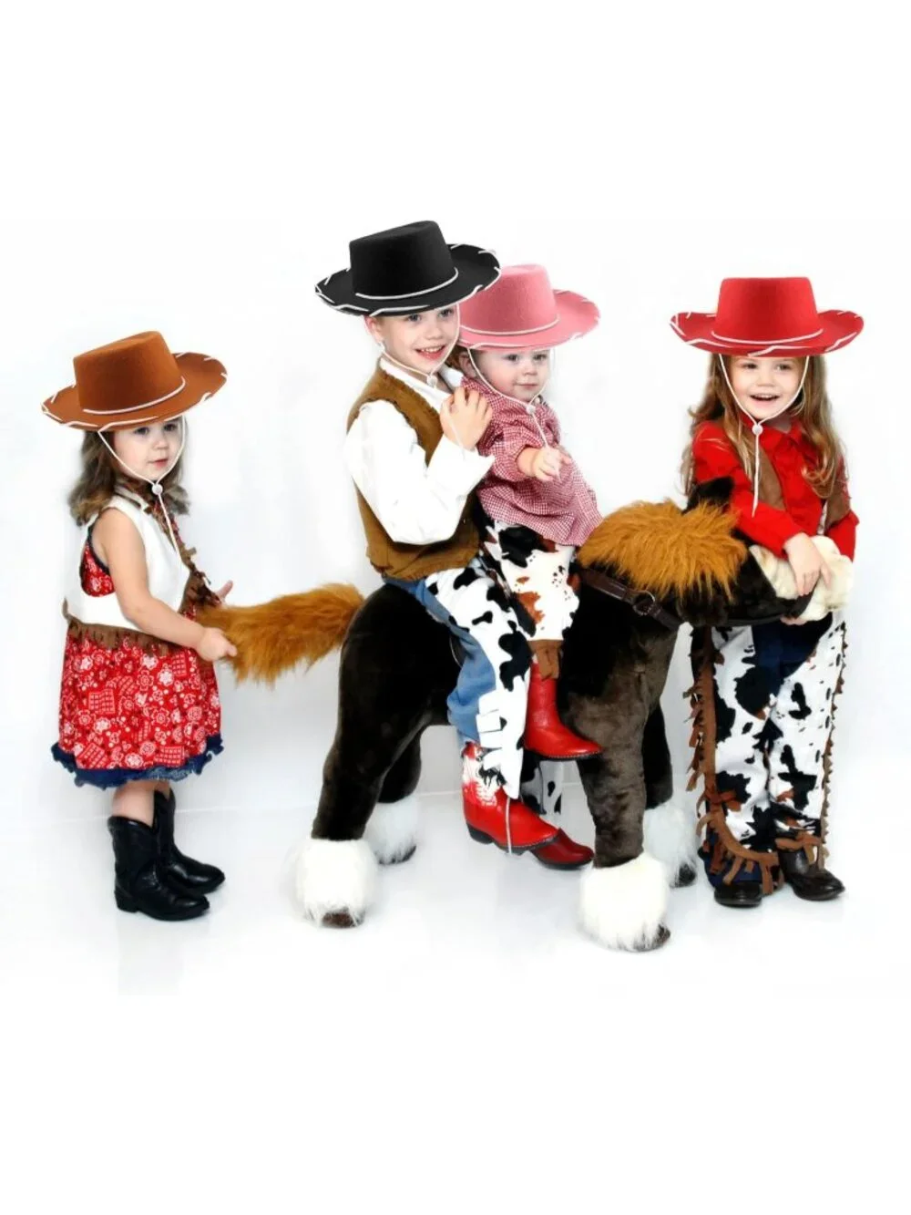 Kids Brown Felt Western Costume Cowboy Cowgirl Hats 8 Pack